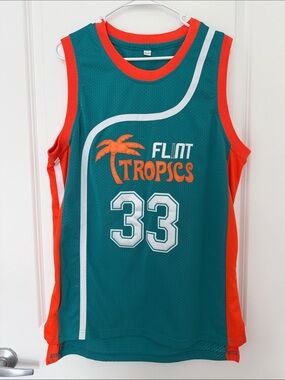Flint Tropscs #33 Teal & Orange Men's Basketball Jersey
